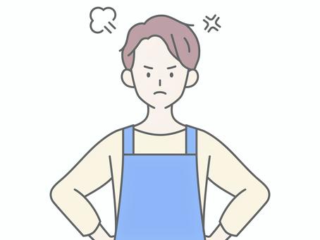 イライラして怒るエプロンの男性 イライラして怒るエプロンの男性 人物,男,エプロン,主夫,保育士,ヘルパー,介護士,怒る,イライラ,許せないのイラスト素材
