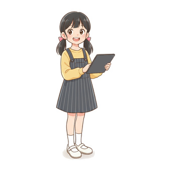 アニメ風のタブレットを持つ女の子