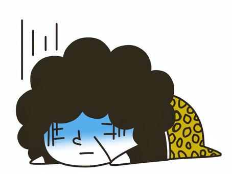 大阪のおばちゃん 大阪のおばちゃん おばちゃん,ぐったり,二頭身,蒼白,倒れるのイラスト素材