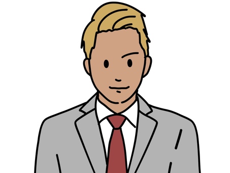 スーツを着た色黒金髪の男性 人物,男性,自信,ドヤ顔,サラリーマン,スーツ,アジア系,クール,長袖,若いのイラスト素材