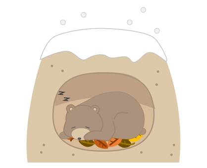冬眠するクマ 冬眠,クマ,動物,アイコン,冬,秋のイラスト素材