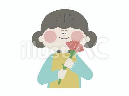 カーネーションを持ったお母さん_2