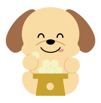 月見団子を食べる犬 お月見,月見団子,十五夜,動物,キャラクター,団子,秋,犬,満月,かわいいのイラスト素材