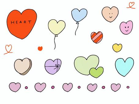 ハートいろいろ　手書き ハート,pop,手書き,手書きイラスト,ゆるイラスト,バレンタインのイラスト素材