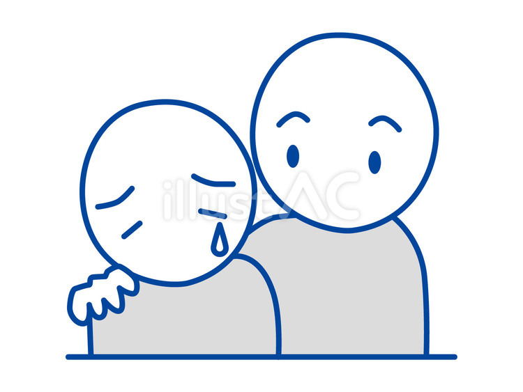 落ち込んでいる人に肩を添えて励ます様子 落ち込み,励まし,元気のイラスト素材