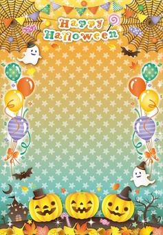ハロウィン星柄パーティーカード２（縦） ハロウィン,秋,紅葉,キラキラ,かわいい,フレーム,背景,カード,メモ,壁紙のイラスト素材