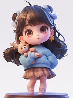 Illustration, chibi character, deformed, tiny, 