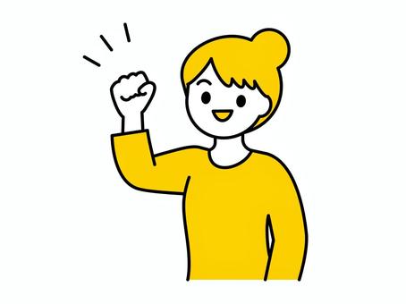 ガッツポーズをする女性05 人物,女性,若者,主婦,社会人,社員,派遣社員,バイト,ガッツポーズ,元気のイラスト素材