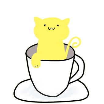 カップに入った猫 カップに入った猫 猫,カップ,手描きのイラスト素材