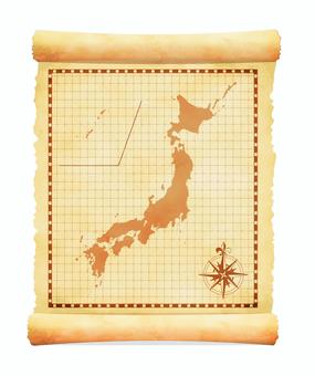 色褪せた古地図イラスト / 日本 色褪せた古地図イラスト / 日本 地図,マップ,日本,古地図,地理,日本列島,バックグラウンド,茶色,古い,mapのイラスト素材