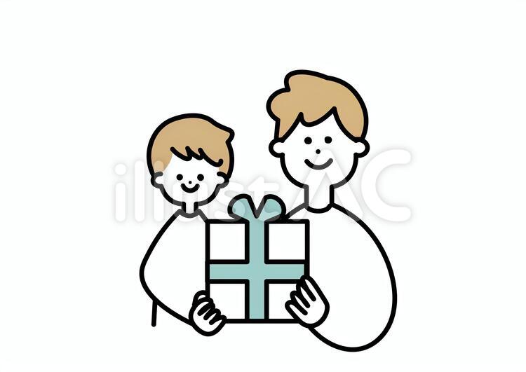 父と息子　プレゼント プレゼント,親子,人物のイラスト素材
