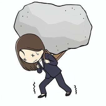 重荷を背負う会社員女性 重荷,背負う,重圧,プレッシャー,責任,重たい,会社員,スーツ,女性,olのイラスト素材
