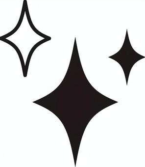 キラキラ3つ白黒 キラキラ3つ白黒 キラキラ,ピカピカ,スター,光,輝き,きらめき,光り,星,抗菌,除菌のイラスト素材