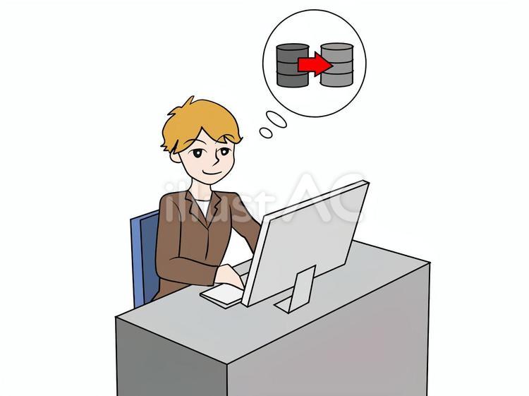 データのバックアップを取る データ,バックアップ,パソコンのイラスト素材