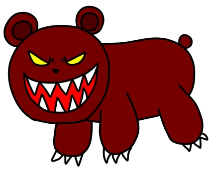 熊 熊 熊,生き物,動物,怖い,危険,注意,手書きのイラスト素材