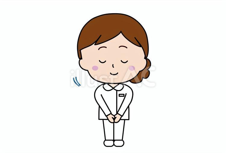 お辞儀をするナースー全身 女性,ナース,看護師のイラスト素材