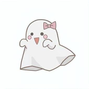 リボンおばけ 生き物,おばけ,ハロウィン,秋,白,顔,ほっぺ,手,リボン,ピンクのイラスト素材