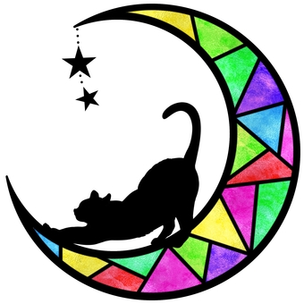 猫のシルエット・ステンドグラスアイコン③