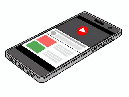 置かれたスマホ(動画再生画面) 置かれたスマホ(動画再生画面) スマホ,テクノロジー,画面,スマートフォン,携帯,携帯電話,電話,tel,置く,机上のイラスト素材