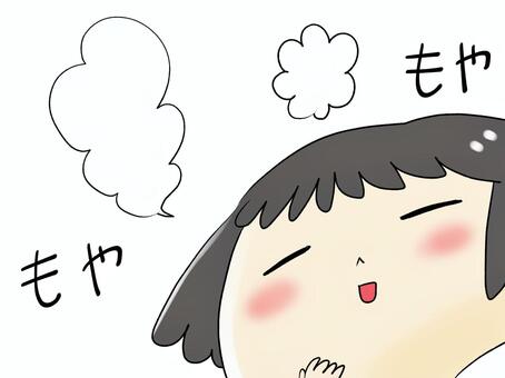 もやもや妄想が浮かぶ女の子 女の子,考える,子供,もやもや,妄想のイラスト素材