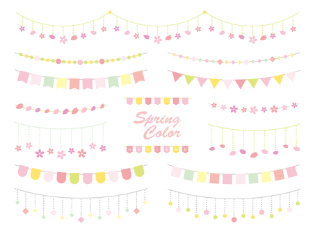 Illustration, garland, decoration, red, 