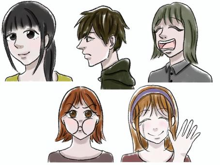 Facial expression set 1, expression, female, male, JPG and PNG