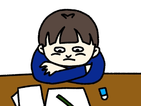 考える子ども 児童,学生,小学生,宿題,考える,人物,男の子,上半身,顔,感情のイラスト素材