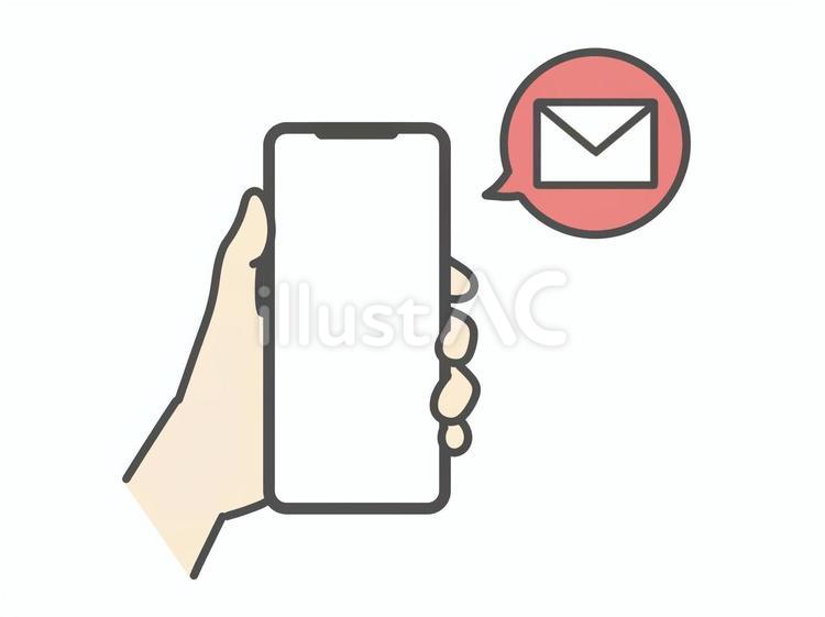 スマホを持つイラストとメール受信2 スマホ,メール,受信のイラスト素材