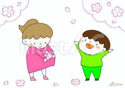 お花見を楽しむ子供たち