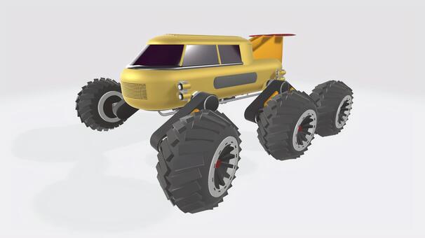 大型6輪タイヤオフロードEVバギー③ オフロード,タイヤ,悪路,コックピット,ライト,バンパー,エンジン,ev,走行,ウイングのイラスト素材