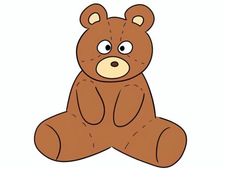クマのぬいぐるみのイラスト クマ,ぬいぐるみ,おもちゃ,テディベア,動物,正面,熊,茶色,玩具,くまのイラスト素材