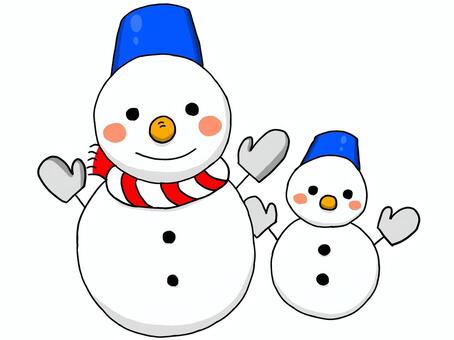 雪だるまの親子 冬 クリスマス 雪だるま,クリスマス,冬,雪,寒いのイラスト素材