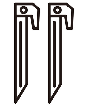 T字型のプラスチックペグの線画アイコン ペグ,プラスチック,プラペグ,キャンプ,アウトドア,線画,アイコン,t字型,クギ,杭のイラスト素材