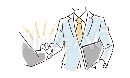 握手をするビジネスパーソンの線画イラスト