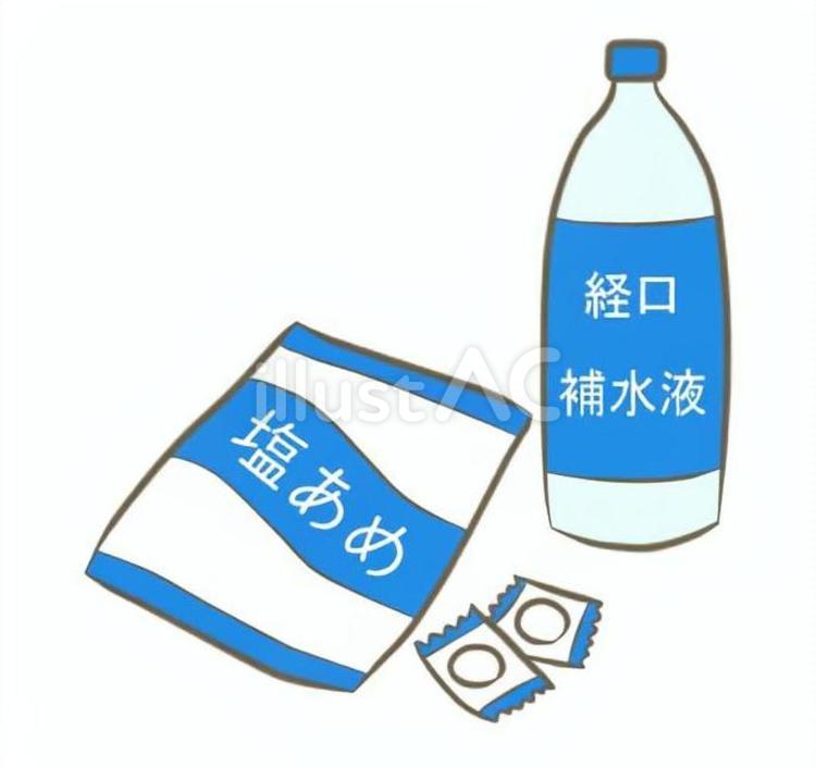 塩あめと経口補水液　塩分補給アイテム 塩あめ,経口補水液,食品のイラスト素材