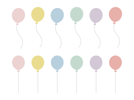 シンプルかわいい風船セット　くすみカラー 風船,セット,バルーン,シンプル,ピンク,黄色,黄,青,水色,黄緑のイラスト素材