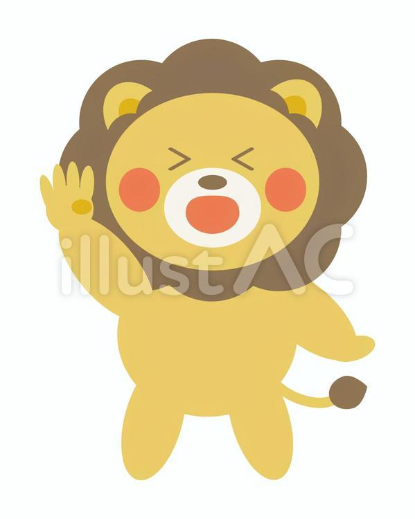 指で4を作るライオン ライオン,動物,キャラクターのイラスト素材