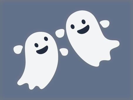 おばけ_脅かし合う2体 おばけ,ハロウィン,素材,かわいい,パーツ,笑顔,アイコン,イラスト,デザイン,ベクターのイラスト素材