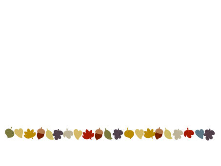 シックな秋色の手描きの飾り罫 秋,ライン,飾り罫,紅葉,罫線,フレーム,背景,区切り線,葉っぱ,どんぐりのイラスト素材