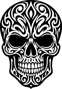 スカル 骸骨,スカル,トライバル,ドクロ,骨,ハロウィン,ベクターのイラスト素材