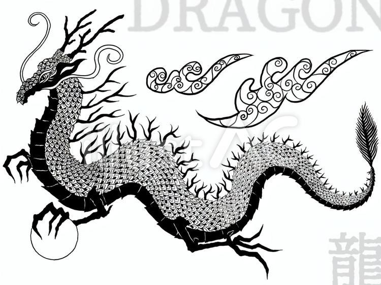 DRAGON1 ドラゴン,素材,雲のイラスト素材