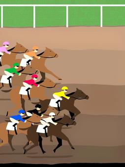 競馬のダートコース 競馬,ダービー,ギャンブル,競馬場,サラブレッド,公営ギャンブル,jra,馬,俯瞰,ダートコースのイラスト素材