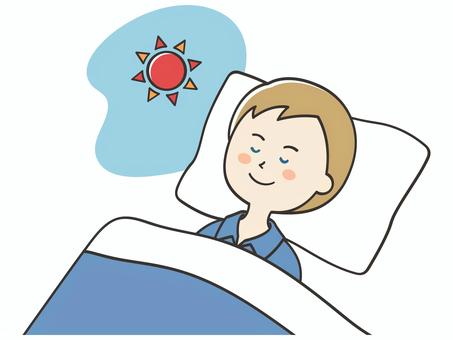 日中に眠っている白人男性 眠る,男性,外国人,睡眠,寝る,就寝,昼寝,寝落ち,おやすみ,昼夜逆転のイラスト素材