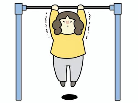 鉄棒にぶら下がる人 鉄棒,運動,遊具,ぶら下がる,しがみつく,つかまる,忍耐,忍耐力,耐久,耐えるのイラスト素材
