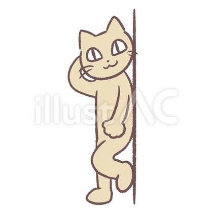 壁にもたれてポーズをとる猫