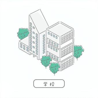 通学／先生のためのイラスト 校舎,学校,建物,大学,専門学校,高校,通学のイラスト素材