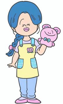 女性保育士の手描きイラスト（全身） 保育士,幼稚園教諭,先生,保育園,幼稚園,療育園,全身,児童発達支援士,女性,笑顔のイラスト素材