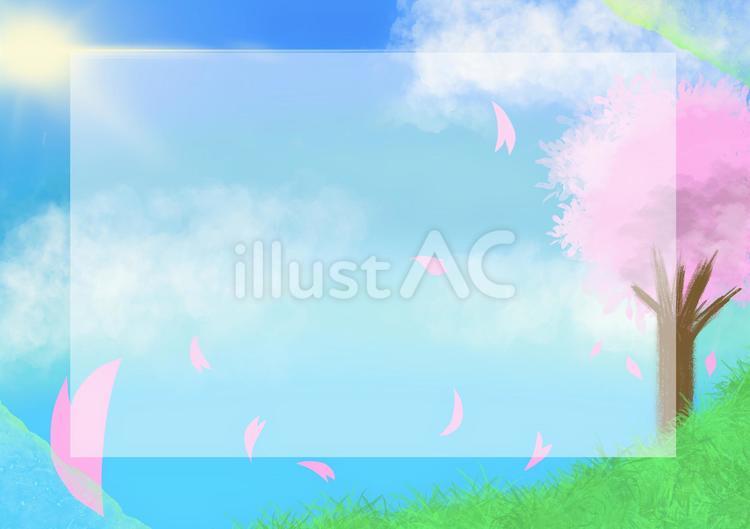 フレーム　桜 背景,空,春のイラスト素材