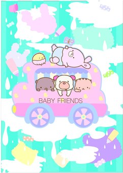 赤ちゃん 赤ちゃん,動物,ミルク,車,キャンディー,ファンシー,空,雲,バス,子供のイラスト素材