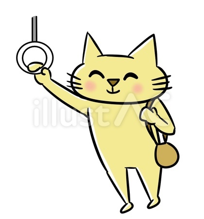 電車に乗る猫